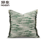 Square Luxury White Green Broken Stripe Frayed Jacquard Home Decoration Pillowcase