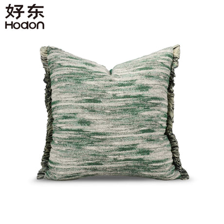 Square Luxury White Green Broken Stripe Frayed Jacquard Home Decoration Pillowcase