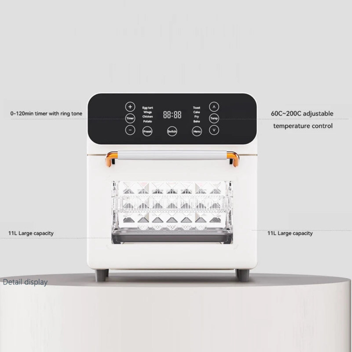Smart Air Fryer with Touch Screen Control and Double Basket - 11L Capacity