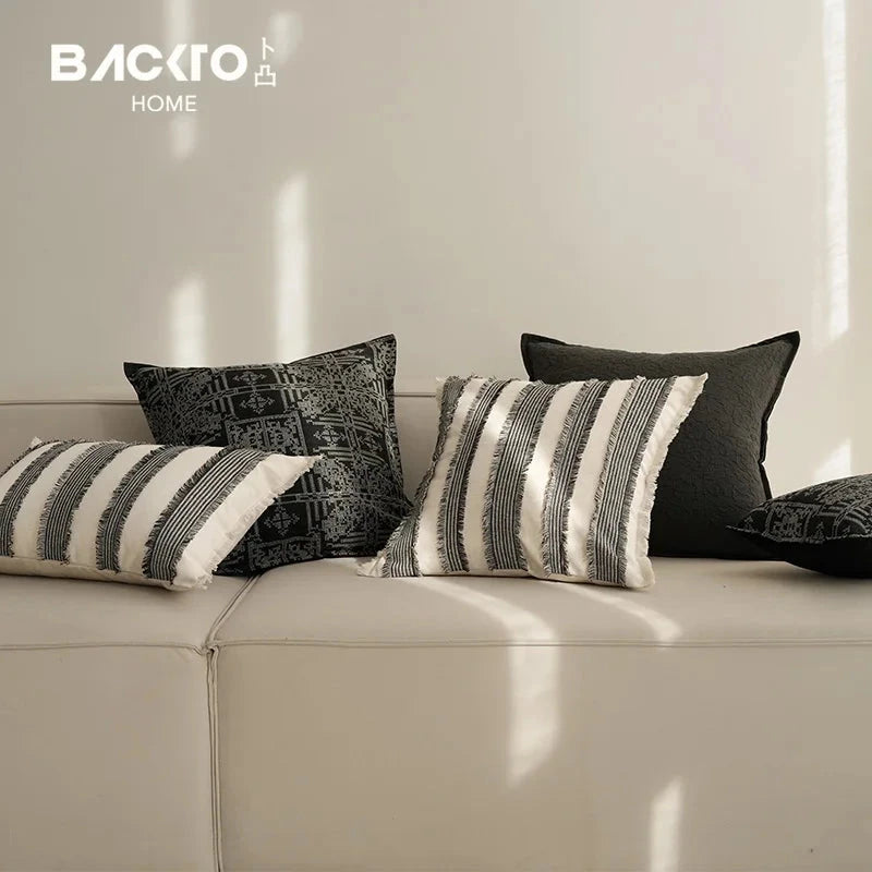 Striped Linen Cotton Jacquard Sofa Pillow Cushion Cover  Modern Luxury Throw Pillow case Living Room Decor Hotel Supplies Julia M LifeStyles