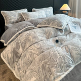 4kg Simple Style Three-dimensional Carved Milk Velvet Polyester-Filled Four-Piece Set for Fall Season Julia M LifeStyles