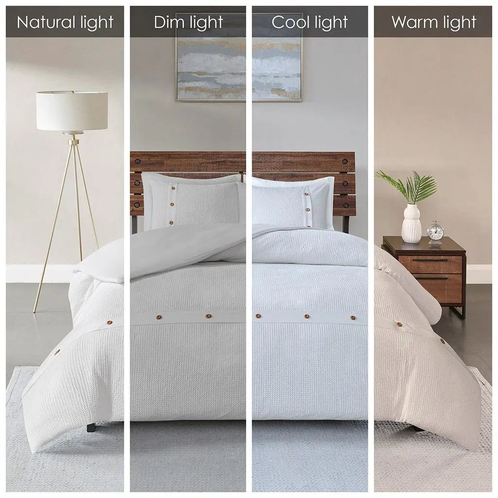 King-Size Cotton Waffle Weave 3-Piece Comforter Set