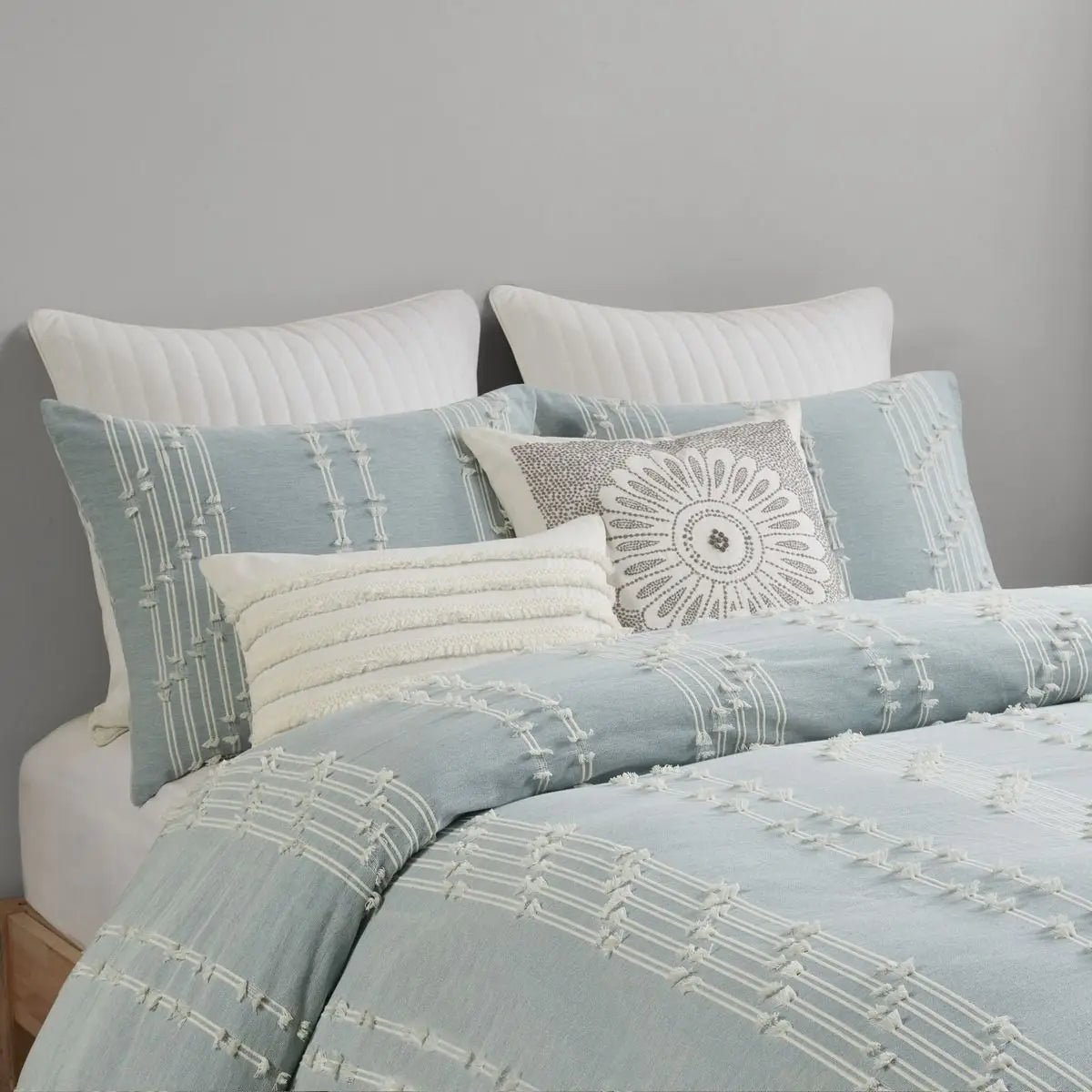 3-Piece Geometric Jacquard Duvet Cover Set 100% Cotton Queen Size for Home Wedding or Hospital Use 3pcs Included Julia M LifeStyles