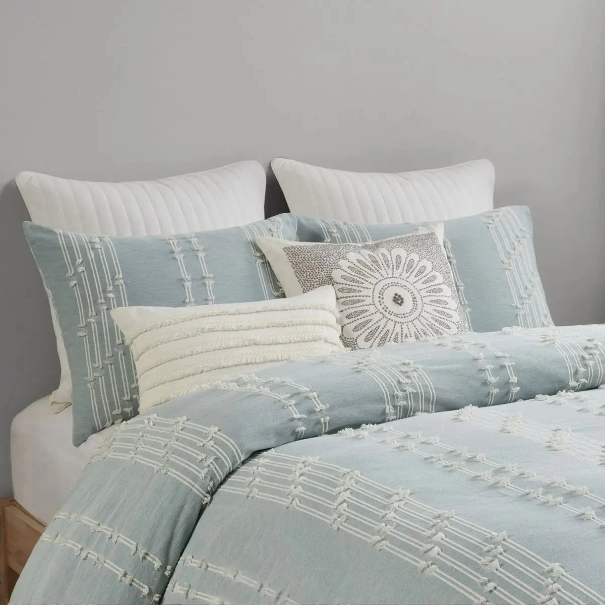 3-Piece Geometric Jacquard Duvet Cover Set 100% Cotton Queen Size for Home Wedding or Hospital Use 3pcs Included Julia M LifeStyles