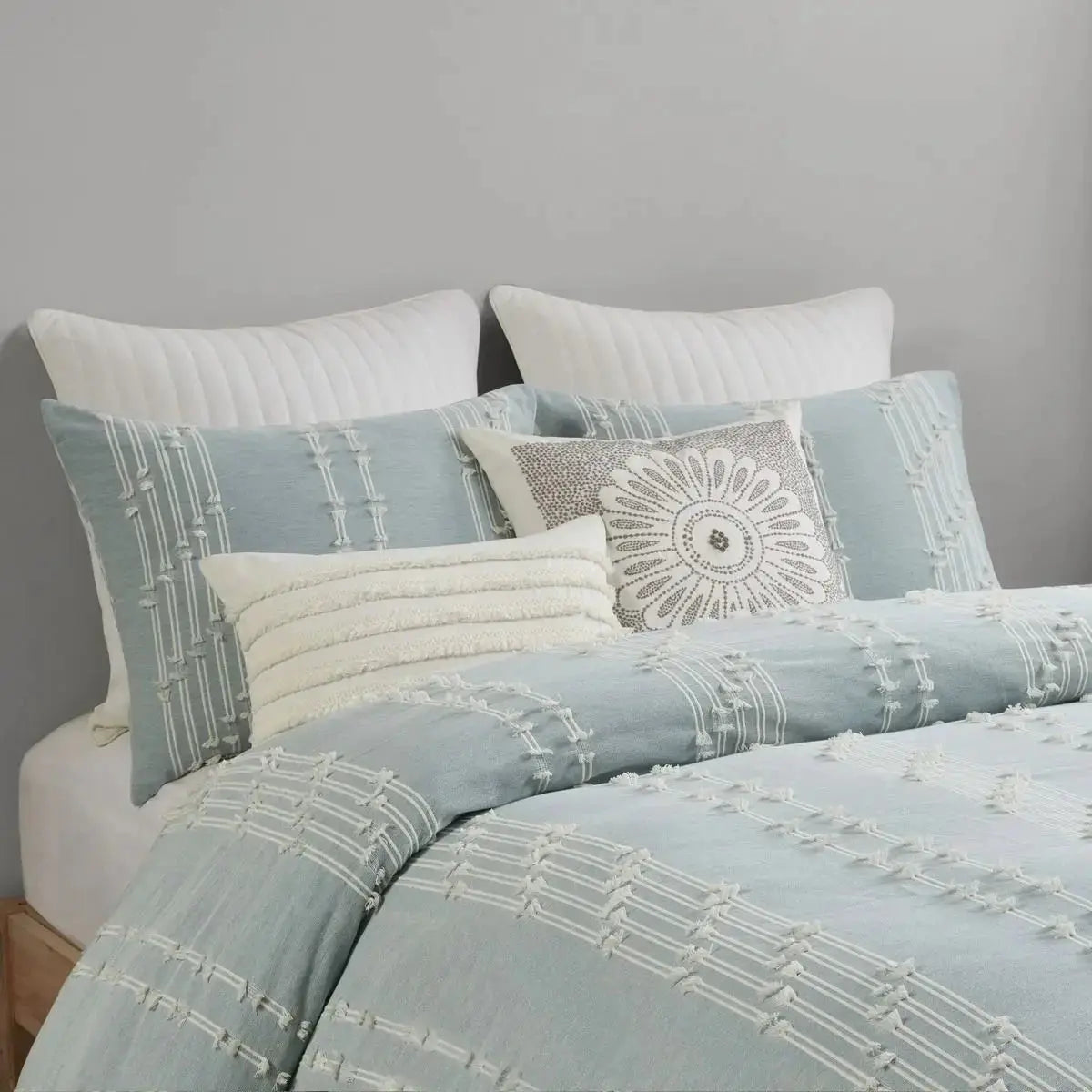 3-Piece Geometric Jacquard Duvet Cover Set 100% Cotton Queen Size for Home Wedding or Hospital Use 3pcs Included Julia M LifeStyles