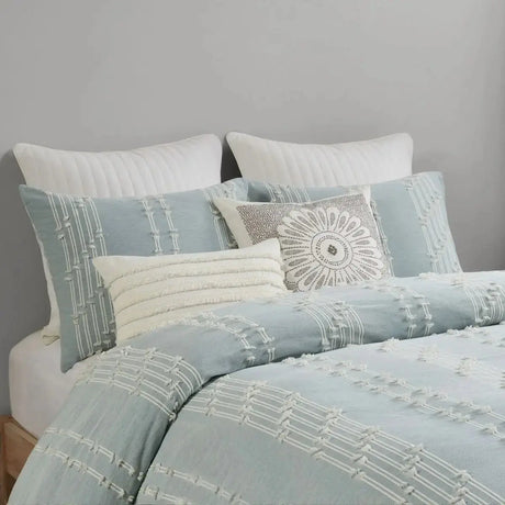 3-Piece Geometric Jacquard Duvet Cover Set 100% Cotton Queen Size for Home Wedding or Hospital Use 3pcs Included Julia M LifeStyles