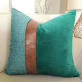 Cotton Linen Velvet Patchwork Faux Leather Pillow Cover Modern Farmhouse Decor Accent Cushion Case Decorative Throw Pillowcase Julia M LifeStyles