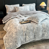 4kg Simple Style Three-dimensional Carved Milk Velvet Polyester-Filled Four-Piece Set for Fall Season Julia M LifeStyles