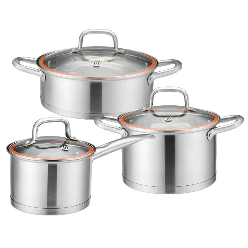 Kitchen Induction Cooking Pots and Pans Set Casserole Sauce Pan Nonstick Stainless Steel Cookware Sets