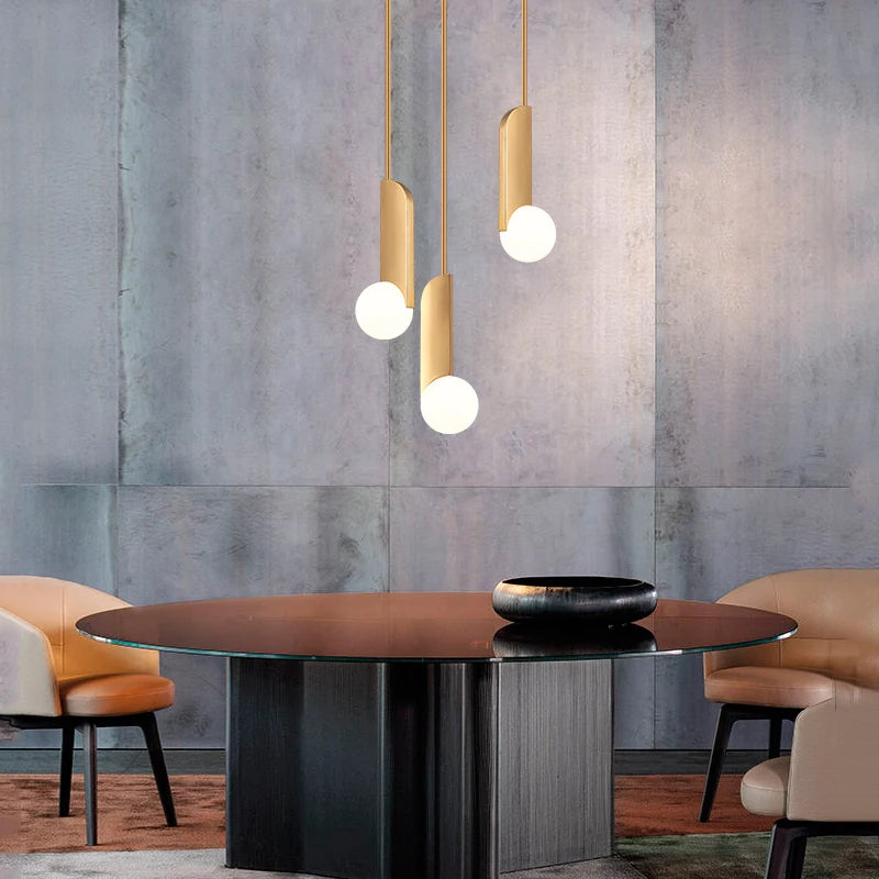 New Modern Style Hanging Kitchen Dining Table Brass Glass Pendant Light
