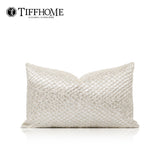 TIFFHOME Luxury Organic Cushion Covers White Gold Texture Waist Pillow Covers Geometric Modern for Bedroom Living Room Decor