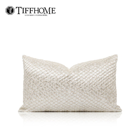 TIFFHOME Luxury Organic Cushion Covers White Gold Texture Waist Pillow Covers Geometric Modern for Bedroom Living Room Decor