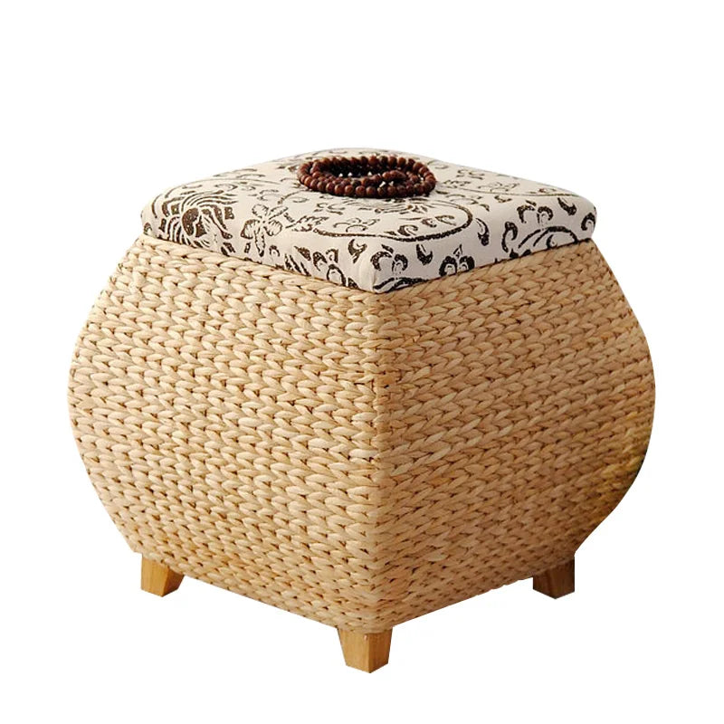 Countryside Chic Rattan Wooden Storage Bench