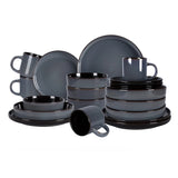 Nordic Style Round Stoneware 20pc Dinnerware Sets Reactive Glaze Includes Plate Bowl and Dishes