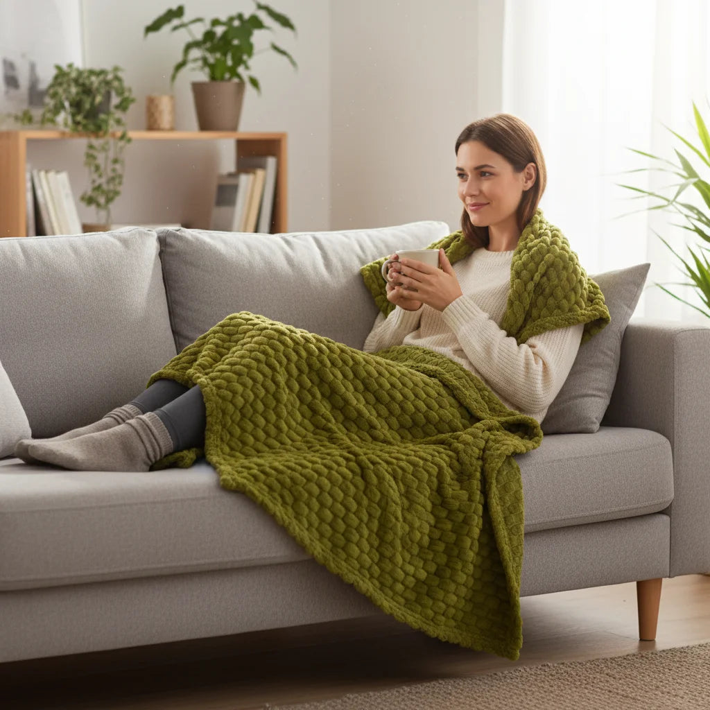 Turtle Shell Pattern Knitted Fleece Throw Blanket 100% Polyester Comfortable Luxury Modern Home Bedding for Travel All-Season