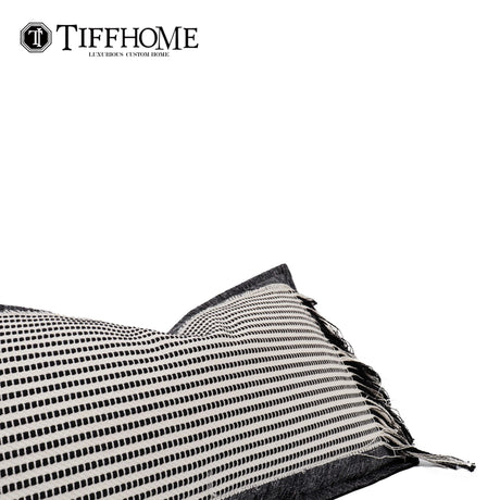 New Design Wholesale 50*30cm Woven Striped Cushion Cover Eco-friendly Cotton-ramie Gift Waist Pillow With Tassels