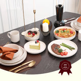 Nordic Style Round Stoneware 20pc Dinnerware Sets Speckled Matt White Plate and Bowl Set