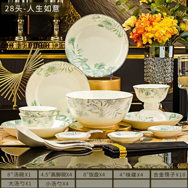 Floral Luxury Round Dinner Set – High Quality Porcelain for Elegant Dining