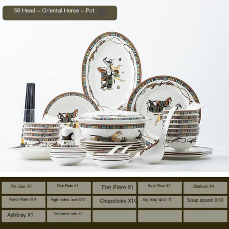 Elegant Bone China Horse Design Tableware Set