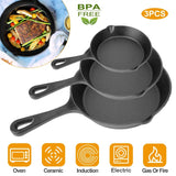 DB 3-Piece Pre-Seasoned Cast Iron Cookware Set 6/8/10-Inch Non-Stick Oven Safe Skillets Heat-Resistant Frying Pan Julia M LifeStyles