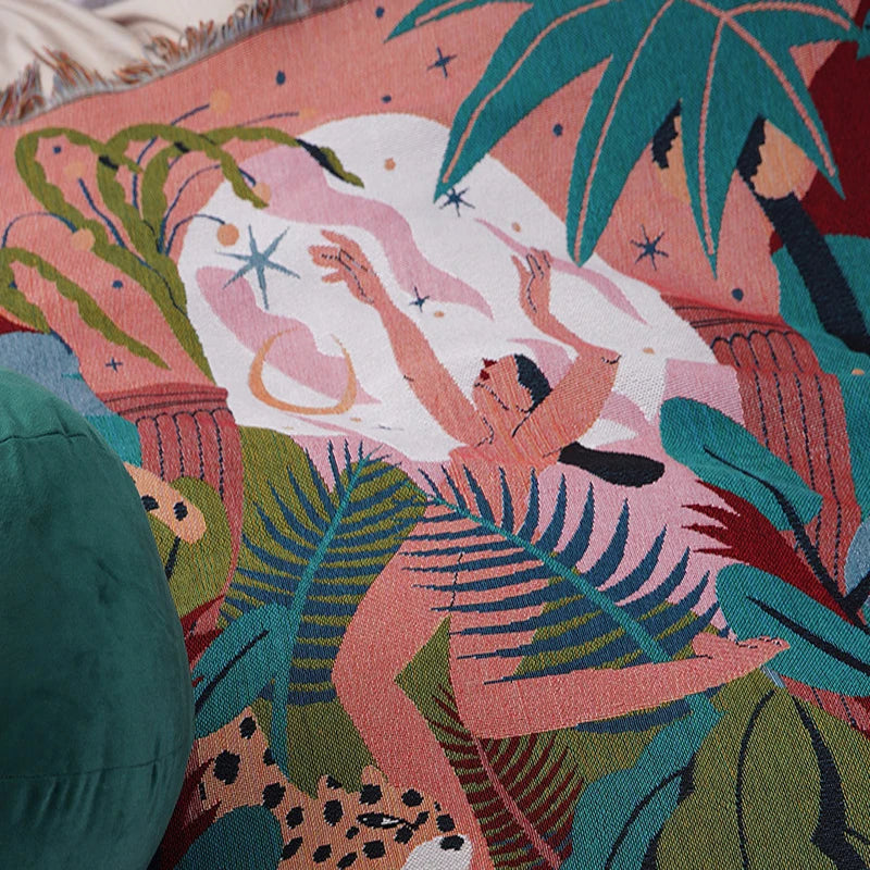 Forest Dancer Throw Blanket Multifunction 2 Sides Sofa Covers Cobertor Tassel Dust Cover Air Conditioning Blankets For Bed