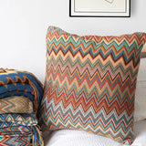 Ethnic Style Knitted Blanket and Pillow Set Wholesale Decorative Striped Cushion and Throw