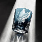 Japanese Hand Engraved Pine Crane Edo Kiriko Crystal High Quality Reusable Shot Glass Wine Brandy Snifter