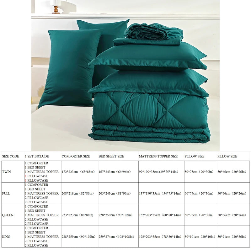 7-Piece Mattress Topper Comforter and Pillowcases Flat Sheet Set Premium Bedding for Comfort and Relaxation Julia M LifeStyles
