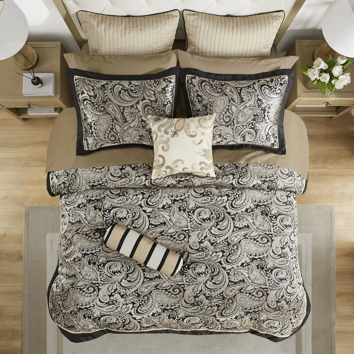 12-Piece Comforter & Cotton Bed Sheets Set with Duvet Cover