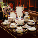 Botanical 72-Piece Ceramic Dinnerware Set with Gold Edges