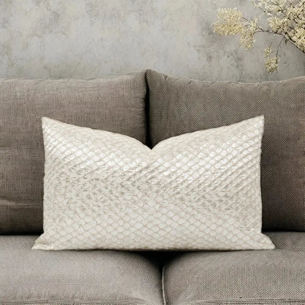 Luxury Organic Cushion Covers White Gold Texture Waist Pillow Covers Geometric Modern for Bedroom Living Room Decor Julia M LifeStyles