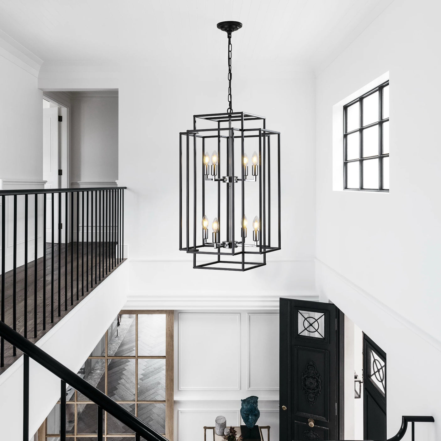 Obsidian Axis™ 8-Light Geometric Chandelier