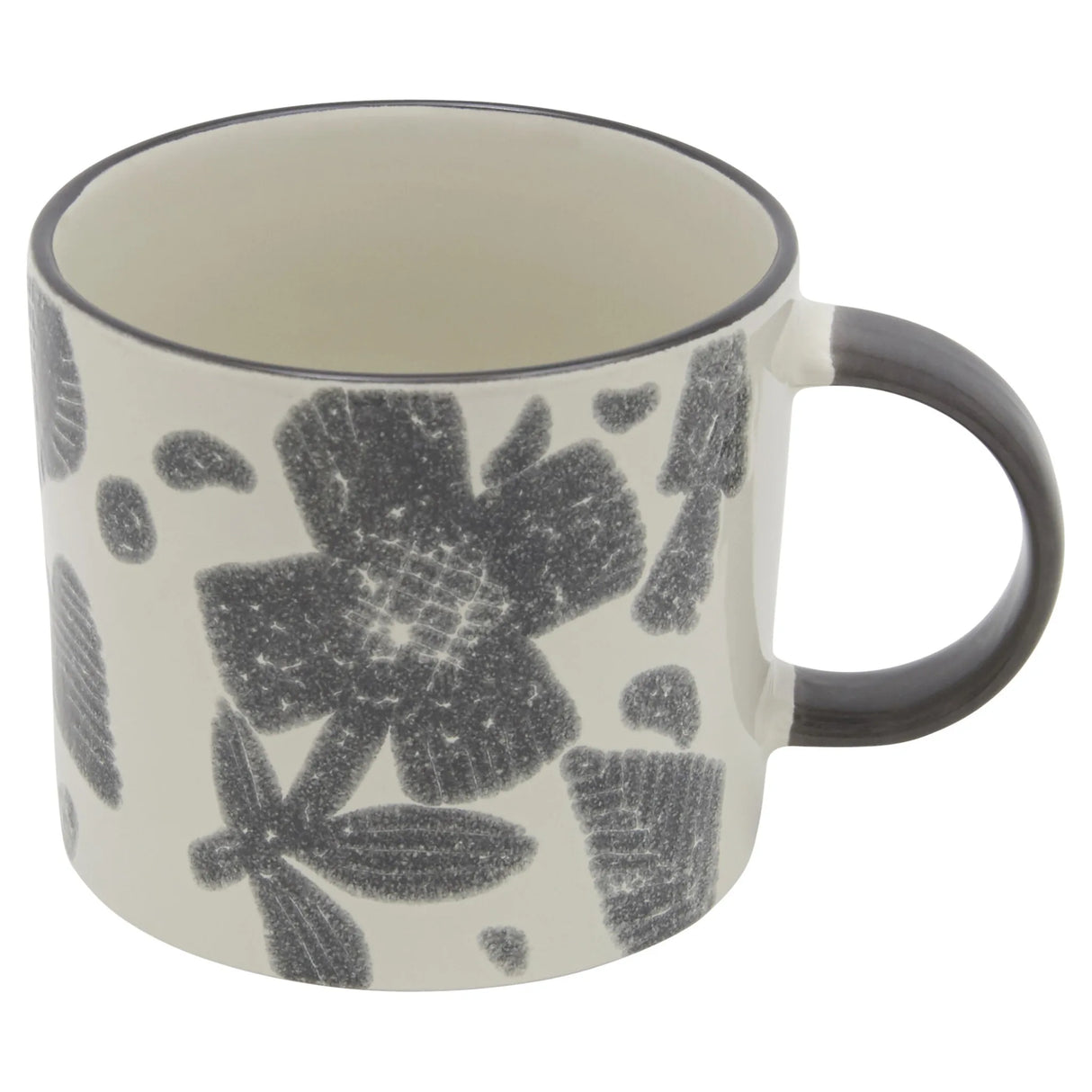 Elegant Gray and Ivory Floral Ceramic Dinnerware Set - 16 Pieces for Four