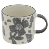 Elegant Gray and Ivory Floral Ceramic Dinnerware Set - 16 Pieces for Four