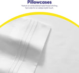 Luxury White Hotel Bed Sheet Set Extra Soft King Size Mattress Elastic Corner Straps Deep Pocket Quality Polyester