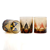 In Stock Edo Kiriko Style  Rock Glass Hand Carved Cased Glass Cup With Candle Light Pattern for Souvenir Wedding Gift