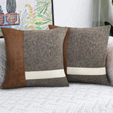 Popular Home PU Leather Stitching Cotton Diamond Lattice Pillowcase Sofa Cushion Cover Factory Price