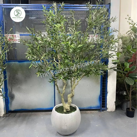 Large Artificial Plastic Olive Banana Bonsai Faux Potted Green Plan Tree with Lifelike Leaves Home Decor Window Display