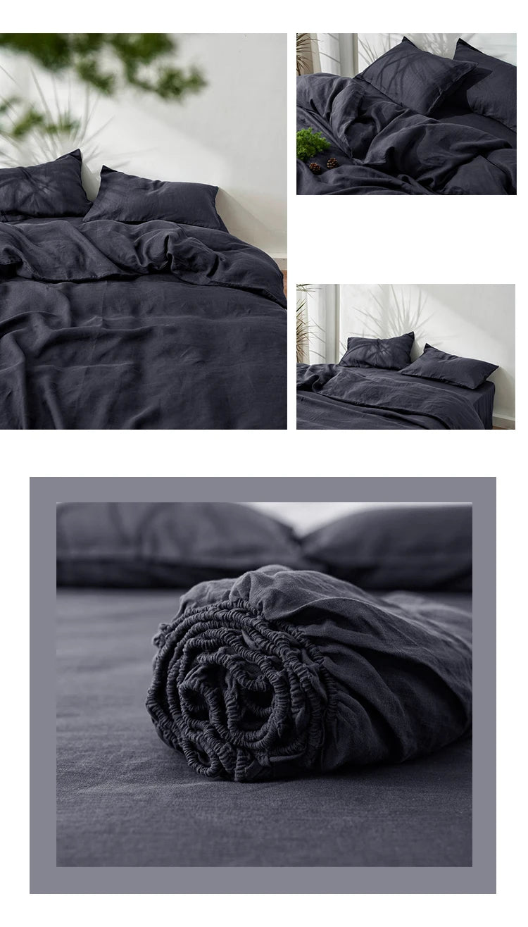 Washed Linen Duvet Cover Set with Pillowcases