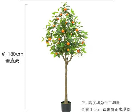 High-End Luxury Indoor Orange Tree Artificial Green Plastic Potted Fruit Fake Kumquat for Halloween Christmas Living Room