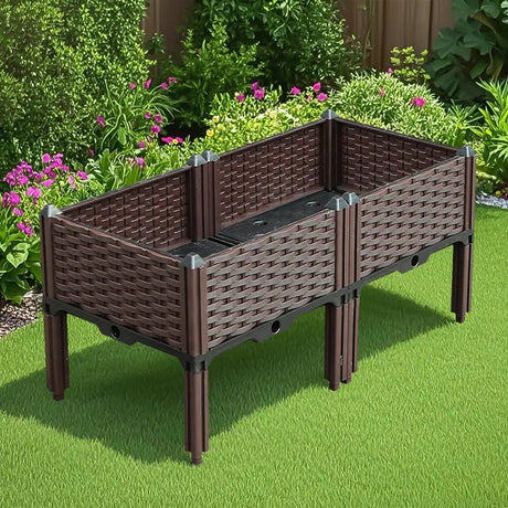 Large Size 80cm Raised Planter Box Outdoor Plastic Garden Bed Legs for Vegetable Herb Flower Plants Home Gardening Pack