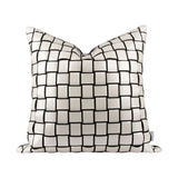 Leather White Simple Geometric Pattern Pillowcase Hand Woven square Check Home Cushion Cover
