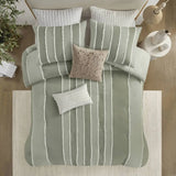 3-Piece Striped Cotton Comforter Set with Floral Patterns