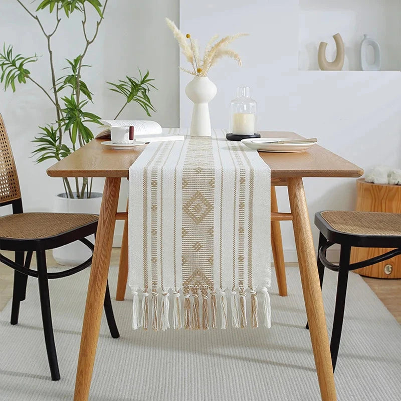 Wholesale Blue and Grey Handmade Cotton Woven Fabric Home Decoration Dining Table Runner and Placemat Set Julia M LifeStyles