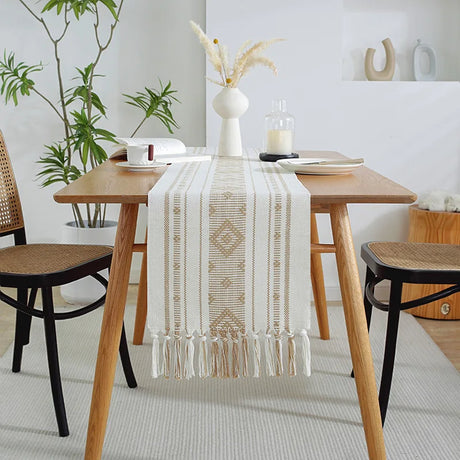 Wholesale Blue and Grey Handmade Cotton Woven Fabric Home Decoration Dining Table Runner and Placemat Set