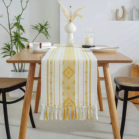 Wholesale Blue and Grey Handmade Cotton Woven Fabric Home Decoration Dining Table Runner and Placemat Set