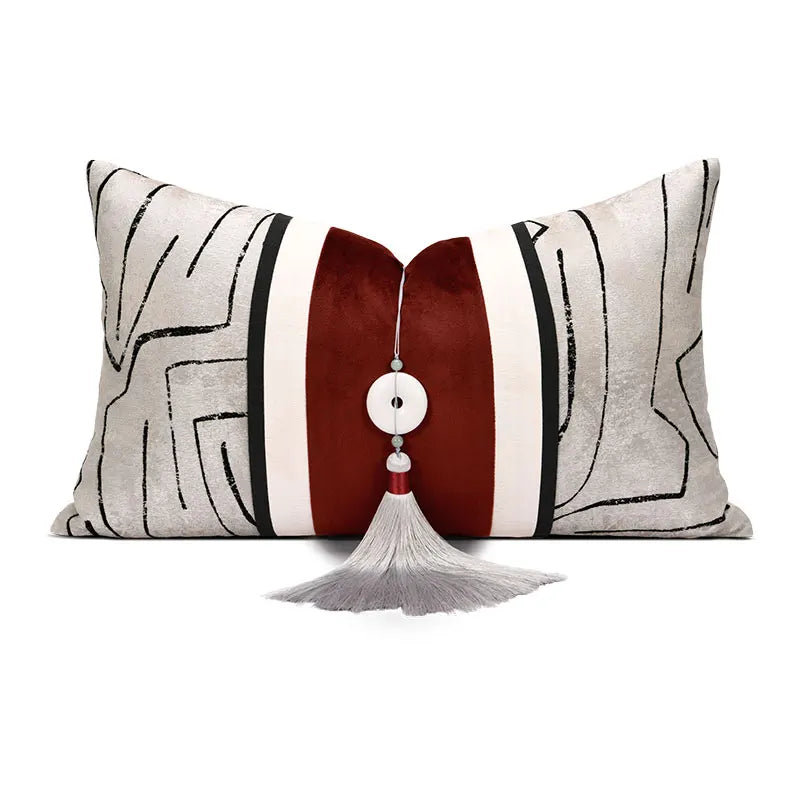AIBUZHIJIA Luxury Safety Buckle Decoration Tassel Pendant Sofa Cushion Cover Decorative Pillow Case for Home Decor
