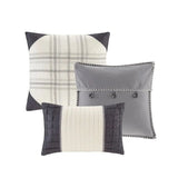 7-Piece Herringbone Comforter Set in Floral & Solid Prints for King Super King