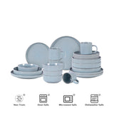 Nordic Style Round Stoneware 20pc Dinnerware Sets Speckled Matt Light Blue Plate and Bowl Set