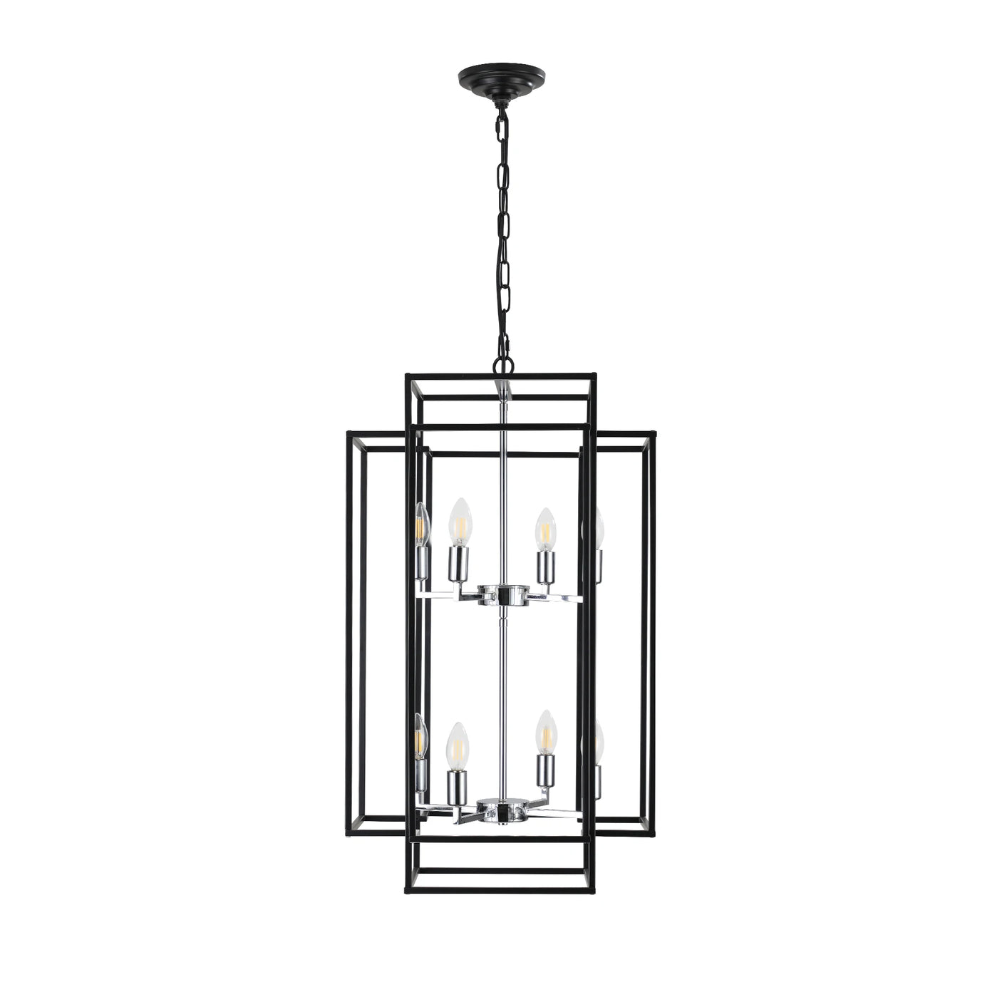 Obsidian Axis™ 8-Light Geometric Chandelier
